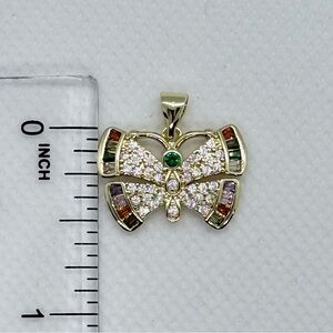 Gold Tone Butterfly Pendant with Multicolor Accents. NWOT